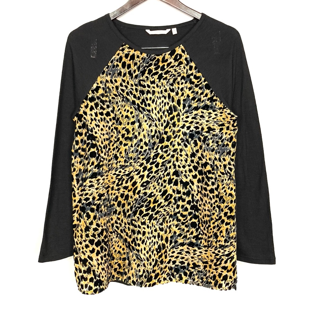 Soft Surroundings Animal Instincts Velvet Top Women’s Size M Burnout Leopard